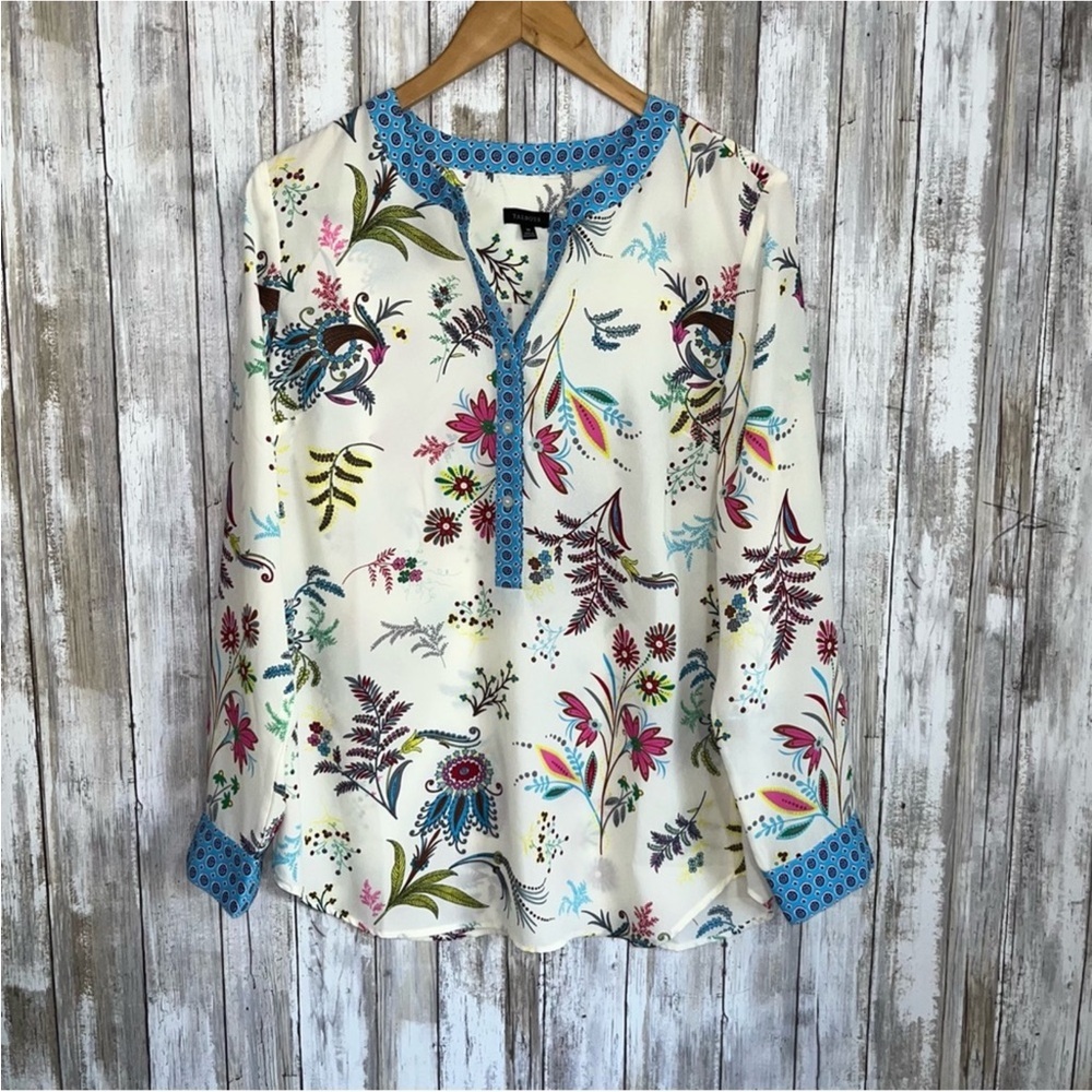 Talbots Dancing Floral Band Collar Popover - Picture 2 of 8